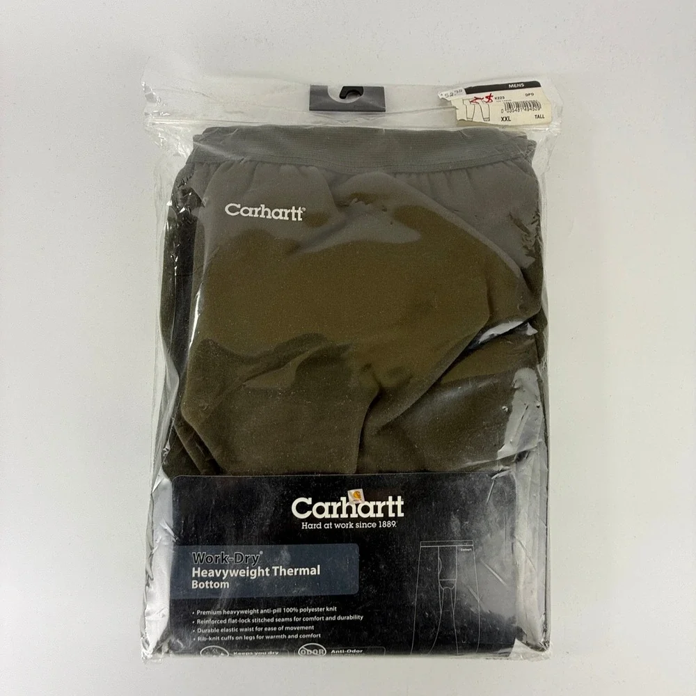 Carhartt Mens Work Heavyweight Thermal Bottom K223 DPO Deep Olive 2XL Tall NWT